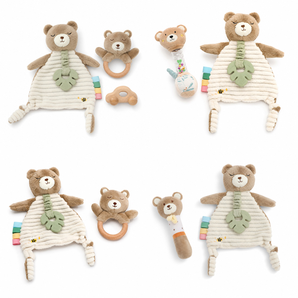 Baby Rattle Toy Set - Cartoon Bear Baby Comfort Blanket Toy