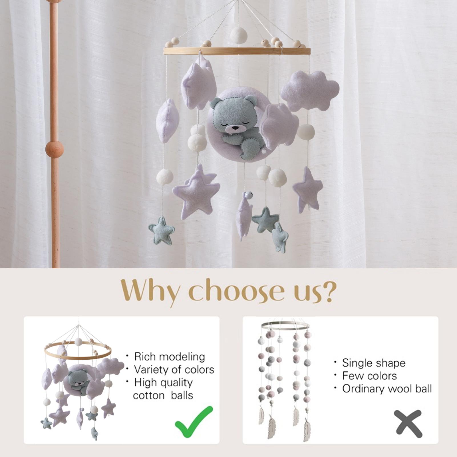 Baby Rattle Toy Set - Baby Crib Mobile Wooden 0-12 Months